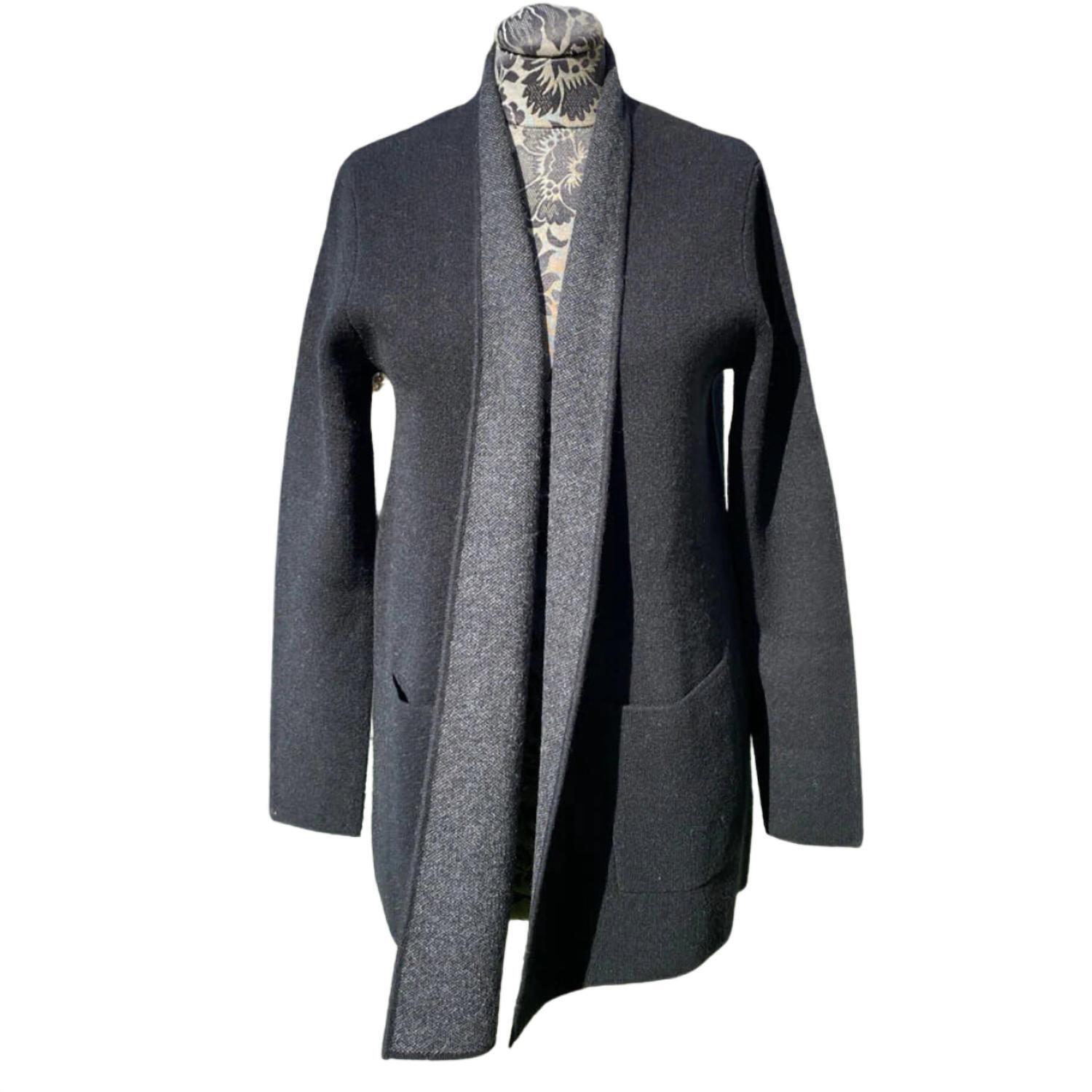 New Kinross Women's Cashmere Reversible Double Knit Cardigan In Black/Flannel